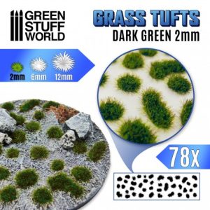 Decoratiuni Baze Miniaturi, GSW, Grass TUFTS 2mm self adhesive Dark Green